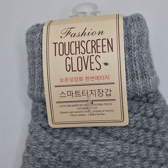 Gray touch screen acrylic winter gloves - Picture 2 of 6